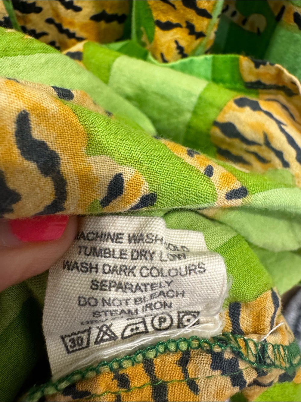 Guadalupe Luciana Tiger-Print 100% Cotton Collared Maxi Dress Green size Medium - Picture 7 of 7